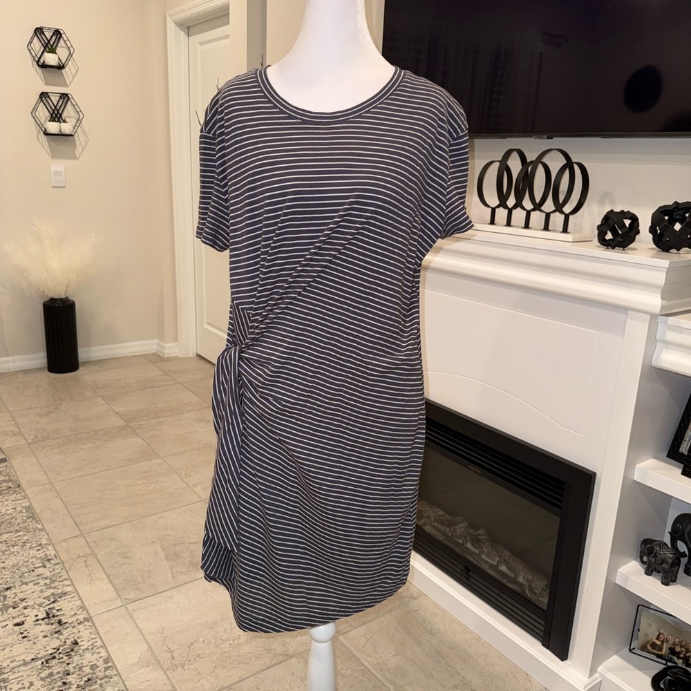 NWT Vince Navy and White Striped Side-Knot Mini Dress Size M